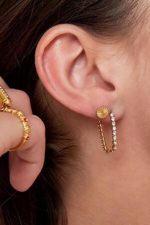Boucles d'oreilles clous avec chaîne pendante Argenté Acier inoxydable h5 Image4